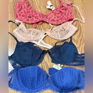 Elegant Lace Bra Set - Red, Peach, Navy, Blue